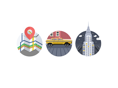 City illustrations (wip) car city flat illustrations location metro sky taxi