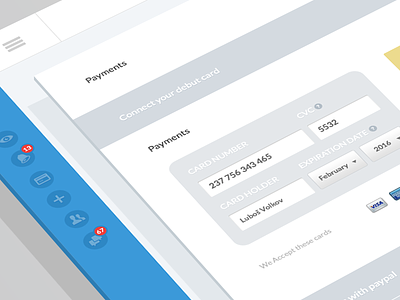 Payments settings (wip) credit card money notifications payments responsive sidemenu webapp