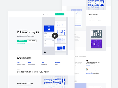 iOS Wireframing Kit - Landing Page appdesign designsystem free icons illustration ios iphone landing page sketch typography userflows ux wireframes