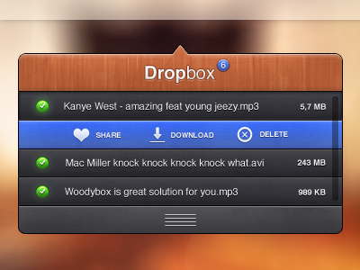 Woodenbox (dropbox) black blurry buttons design dropbox hover light poup redsign texture ui