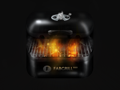 Fabgrill (icon) app apple black desing fire food grill icon iphone smoke summer