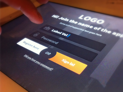 Login app (wip) app architecture buttons cz design glow ipad sign in startup