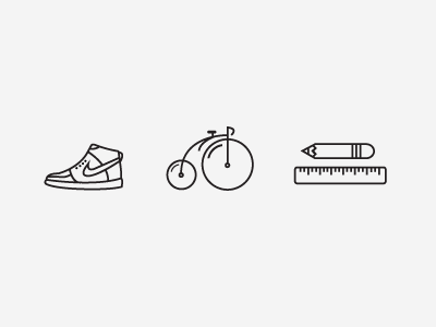 Outline icons (wip set) bike free historic icons nike outlines pen ruler set shoes vectors wip