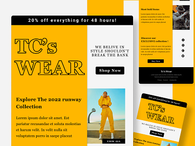 Fashion Email Template Design app branding design graphic design illustration illustrator minimal typography ui ux web website