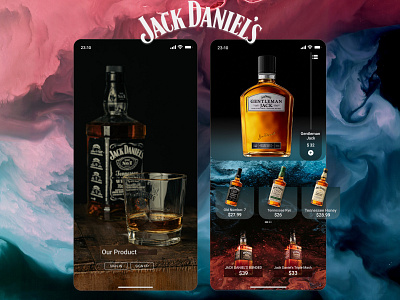 App Ui design concept: JACK DANIEL'S app application bottle business dailyui design e commerce graphic design jackdaniels minimal mobileapp ui uiux uiuxdesign userinterfacedesign ux whiskey