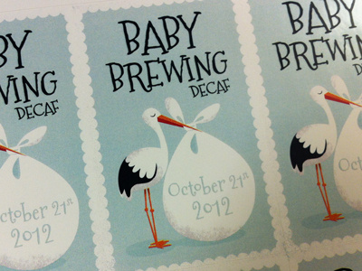 Baby Shower baby babyshower coffee color date decaf illustration label shower stork texture typography