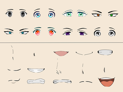 Eyes, nose and mouth pack for TPN themed game by Magma on Dribbble