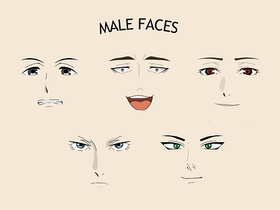 Male faces in anime style