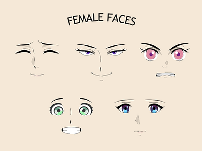 Female faces in anime style