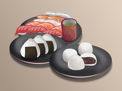 Japanese food render for stamp materials 3d animation branding design graphic design illustration logo ui ux vector