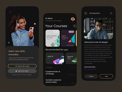 Online learning app adobe xd app design design learning app nezar ismail online learning app online ourse ui ui ux ui ux design