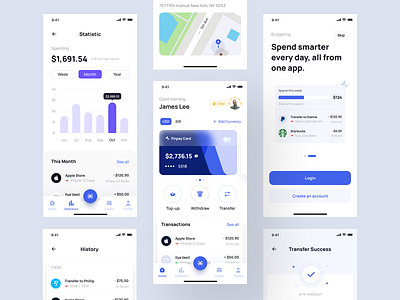 Finpay - Finance App UI Kit android bank branding design ewallet finance financial fintech ios mobile money transaction ui ui8 uidesign uikit uiux ux uxdesign wallet