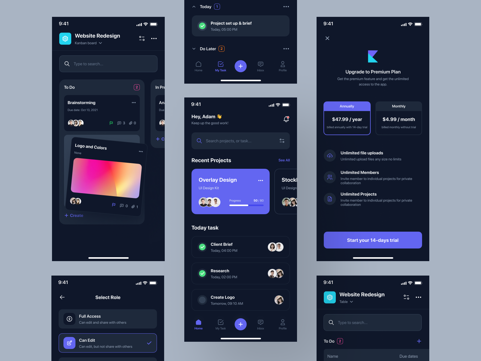 Kanban - Project Management App UI Kit by Uxerflow UI/UX on Dribbble