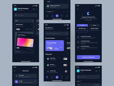 Kanban - Project Management App UI Kit activity asana data design ios jira kanban management mobile project project management project manager table task trello ui ui8 uidesign uikit ux