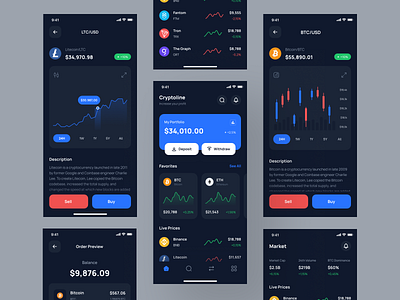 Cryptoline - Crypto Market App UI Kit balance bank blockchain crypto cryptocurrency design finance financial fintech ios mobile money stock ui ui8 uidesign uikit ux wallet