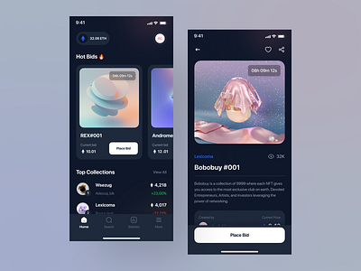 Nifty - NFT Marketplace App UI Kit bitcoin crypto cryptocurrency design eth finance financial ios mobile mobile design nft nft market stock ui ui kit ui8 uidesign uikit ux uxdesign