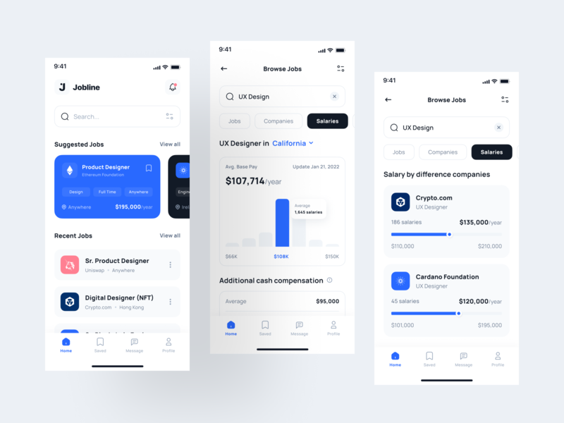 Jobline - Job Finder App UI Kit apply crypto design employee glassdoor hiring indeed ios job job vacancy jobstreet mobile mobile design ui ui kit ui8 uidesign uikit upwork ux