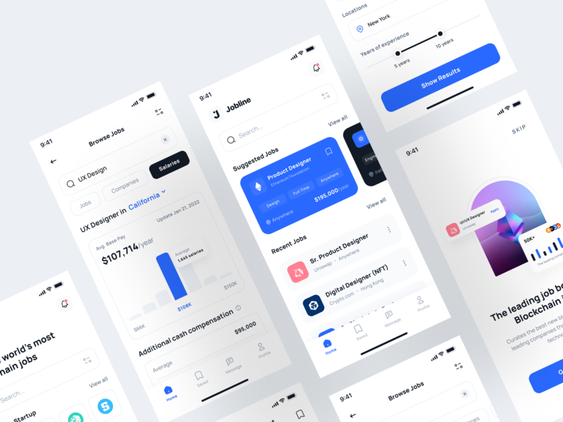 Jobline - Job Finder App UI Kit apply crypto design employee glassdoor hiring indeed ios job job finder mobile mobile design stock ui ui kit ui8 uidesign uikit upwork ux