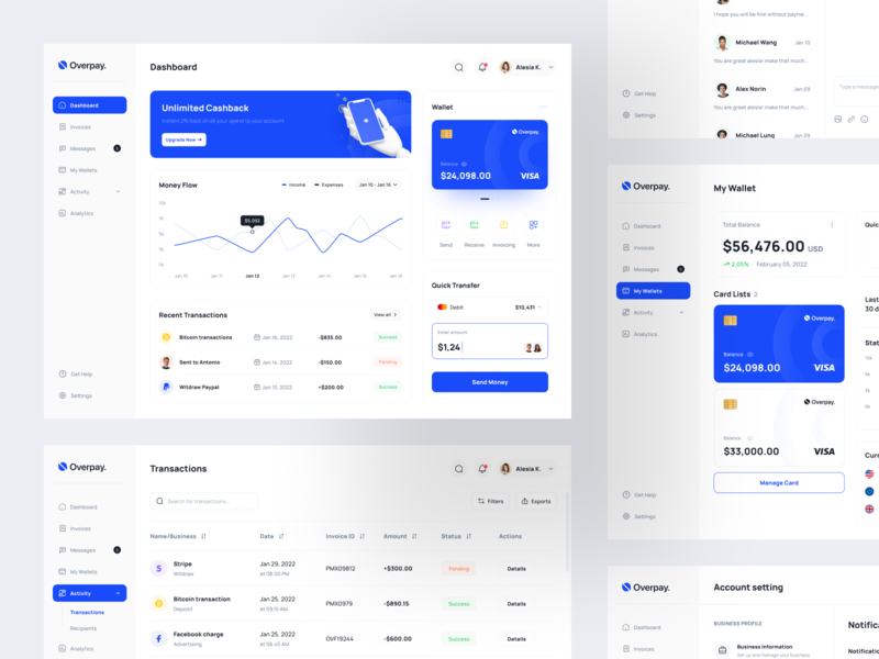 Overpay - Finance Dashboard UI Kit balance chart dashboard design finance financial fintech mobile sales transaction ui ui kit ui8 uidesign uikit ux wallet web web design website