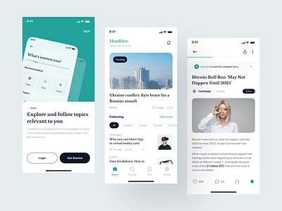 Headline - News App UI Kit articles blog blogging book dailynews design headline ios mobile mobile app mobile design news product design publishing ui ui kit ui8 uidesign uikit ux