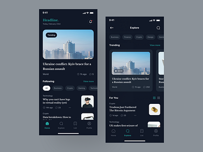 Headline - News App UI Kit