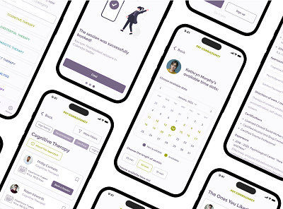 Psy Consultancy app color palette design figma from scratch interface intuitive medecine mental health mobile app mockups pixel perfect psychology self care typography ui user centered design user research ux ux process