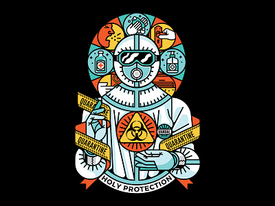 Holy Protection design hazmat pandemic saint t shirt vandal club