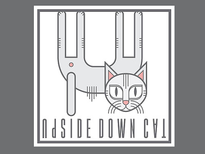 ∩ԀSIDE DOWN C∀T cat down illustration play upside