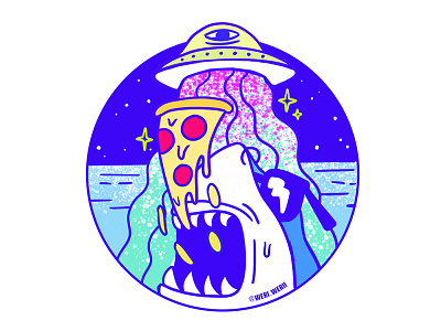 SHARK STICKER alien aliens pizza shark sticker ufo