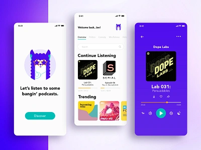 Podcast App alpaca app cute design illustration ios mobile mockup podcast podcasts ui