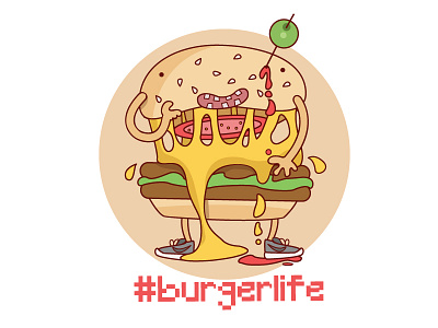 Burgerz luv dem nikes burger cheese fastfood food illustration nike