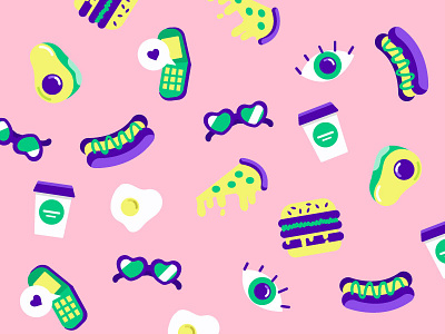 Pattern avocado burger cell cute drink egg eye heart hotdog pattern phone