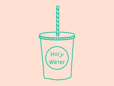 Holy water cute drink holy nude outline stroke water
