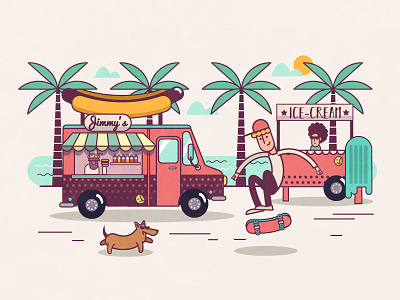 Summer vibes boy california dog hot dog icecream palmtrees skate skateboard summer vibes
