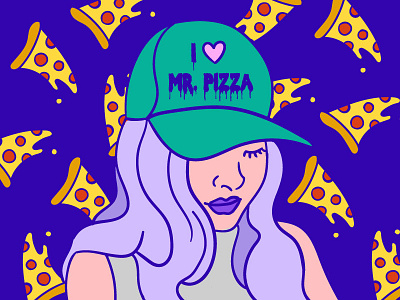 MR Pizza Lover girl love outline pizza