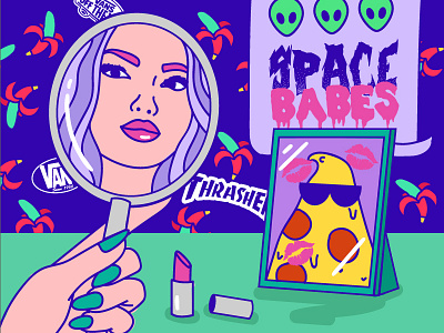Mirror babe banana beauty date girl lips pizza space tumblr ufo