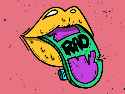 RAD illustration lips outline rad sk8 skateboard