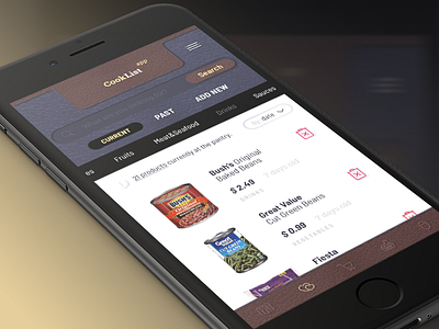 Cooklist App app cook design groceries oldschool pantry skin ui ux