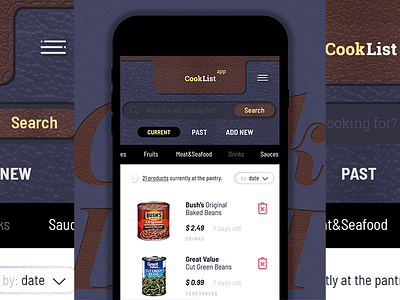 Cooklist App (2) app cook design groceries oldschool pantry skin ui ux