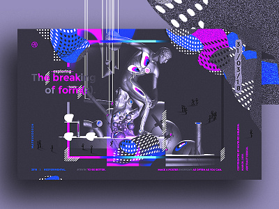 The breaking of forms. (2) 3d artwork black blue creative design experiment graphic illustration pinkpurple poster the breaking of forms