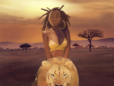 Kingstress - "The Strength Card" design illustration lion portrait strength tarot