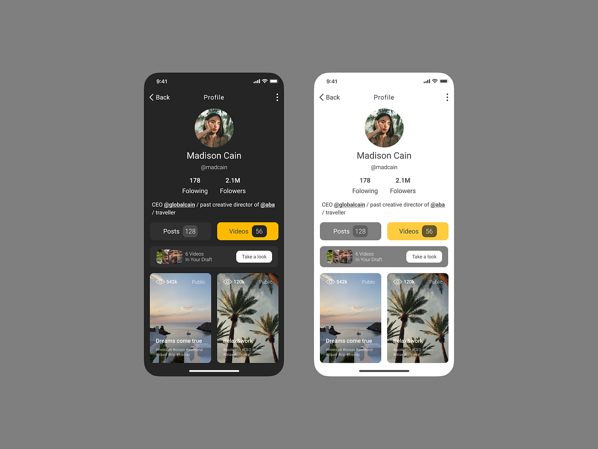 Profile Screen designs, themes, templates and downloadable graphic ...