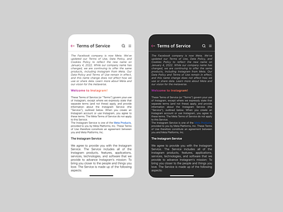 Terms of Service 089 app challenge clean daily dailyui dailyui089 dailyuichallenge design instagram meta mobile mobile app product design simple terms of service ui web
