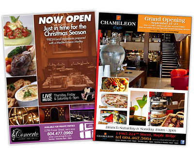 Dining advertisements for community newspapers branding graphic design