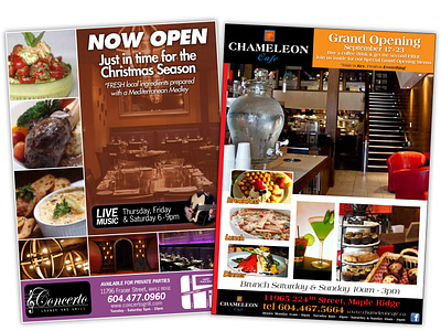 Dining advertisements for community newspapers