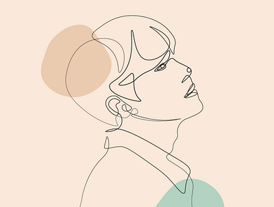 Hoseok's profile in line art flat graphic design illustration portrait vector