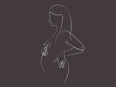 one line illustration of a pregnant woman design flat graphic design illustration logo minimal oneline portrait pregnancy vector