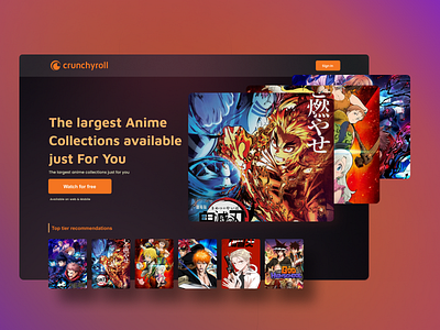 Crunchyroll Landing page Redesign (A.T.F) design ui ux