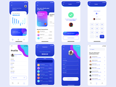 Screens from a FINTECH App ui ux