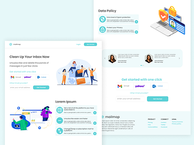 Landing page for a Mail manager website design product design ui ux website design